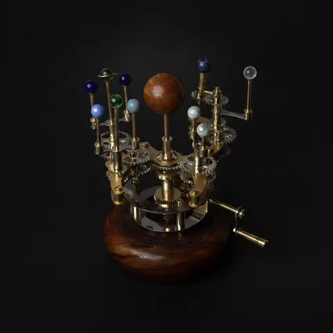 Brass Solar System Orrery, Shelf Display view 1