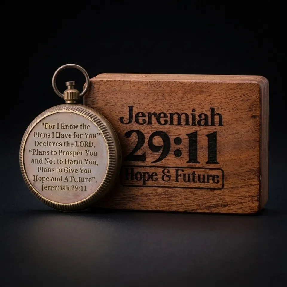Jeremiah 29:11 Compass, Wooden Box