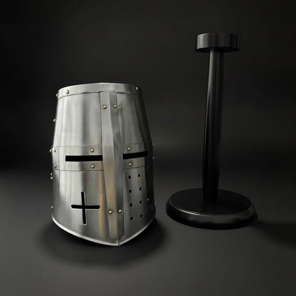 Templar Crusader Helmet with Display Stand