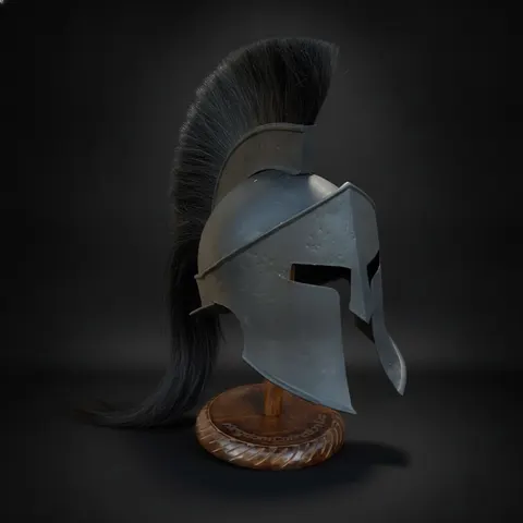 Black Spartan King Leonidas Helmet with Display Stand view 1