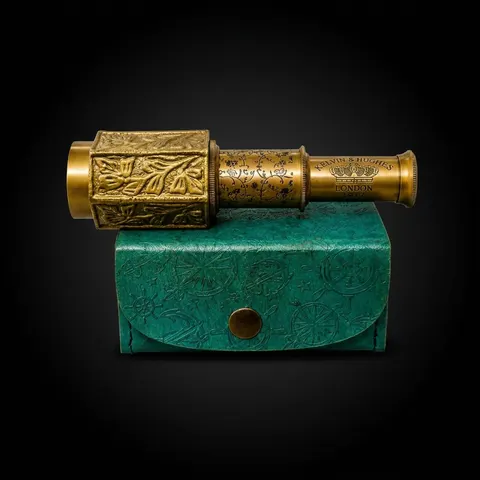Brass Spyglass Telescope 6" with Leather Case view 1