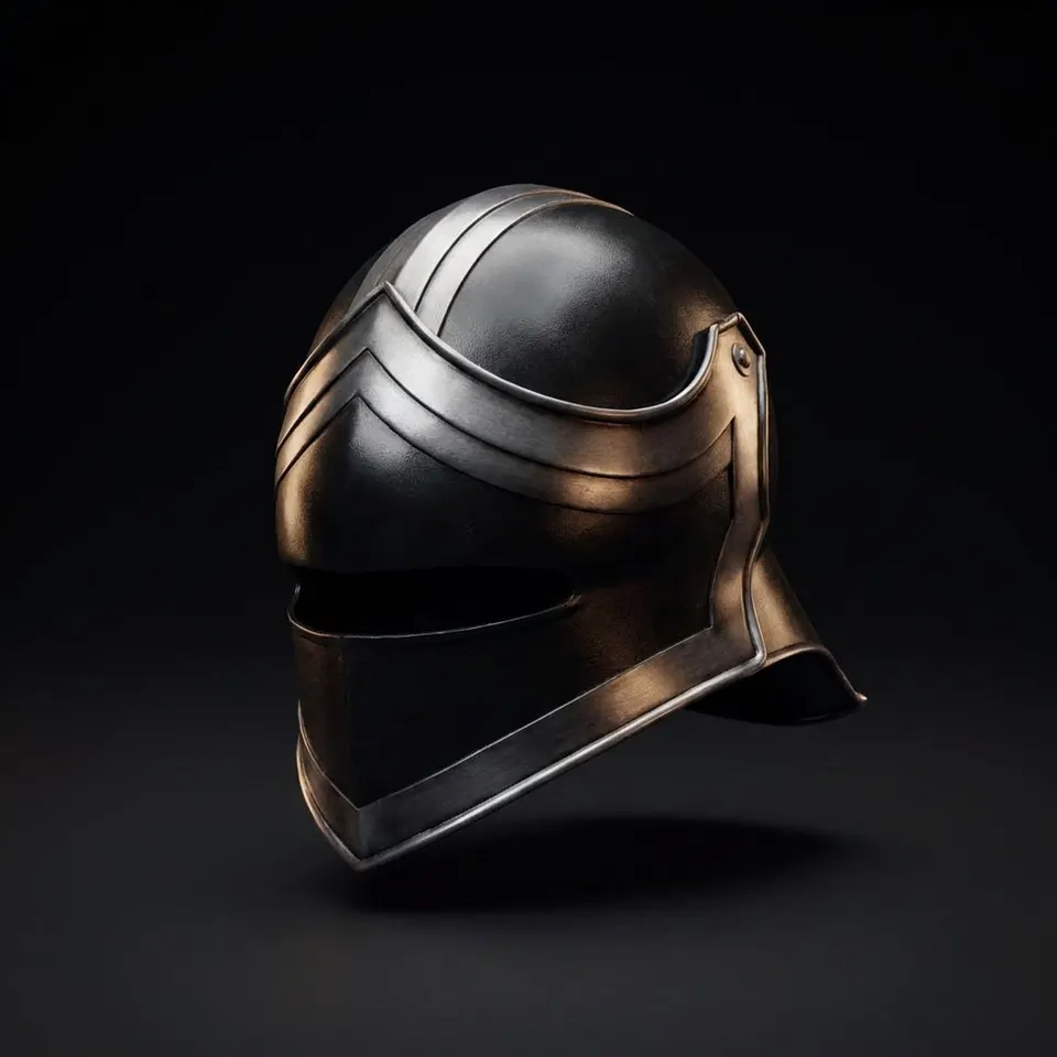 Black Steel Sallet Helmet — Fantasy Knight Armor