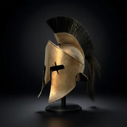 Spartan Greek Helmet — Corinthian Bronze with Crest view 1