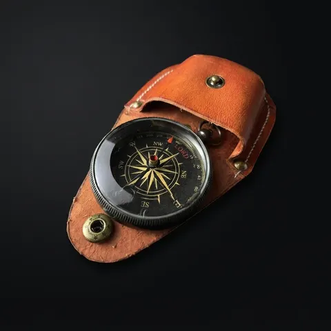 Religious Compass, Leather Case view 1