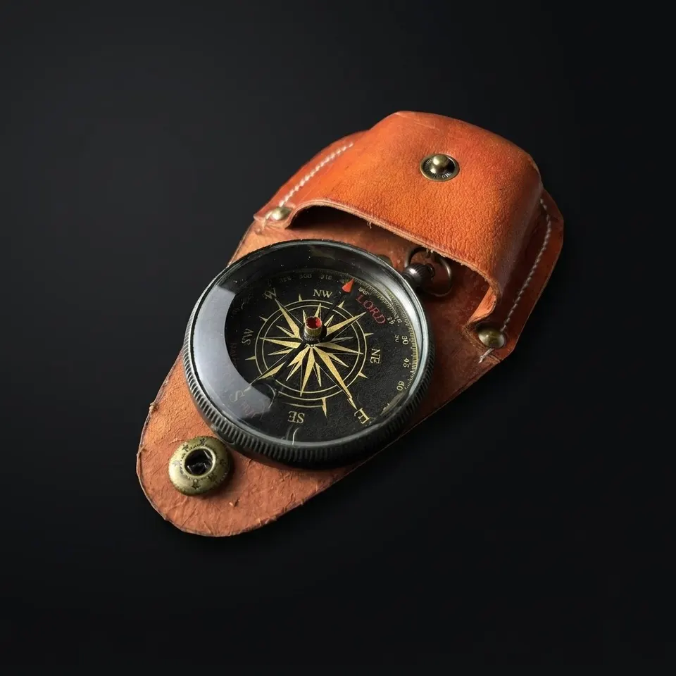 Religious Compass, Leather Case view 1