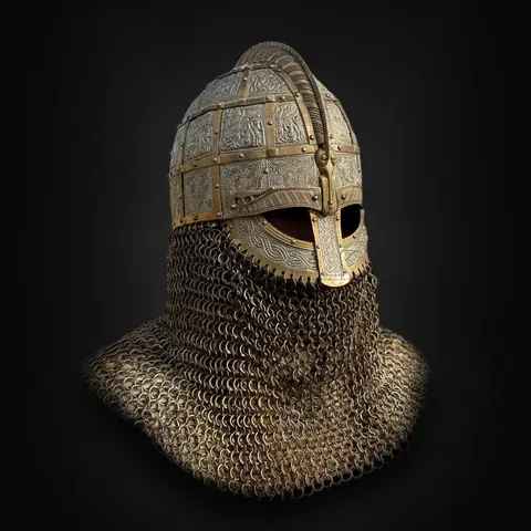 Viking Sutton Hoo Helmet — Norse Armor with Chainmail view 1