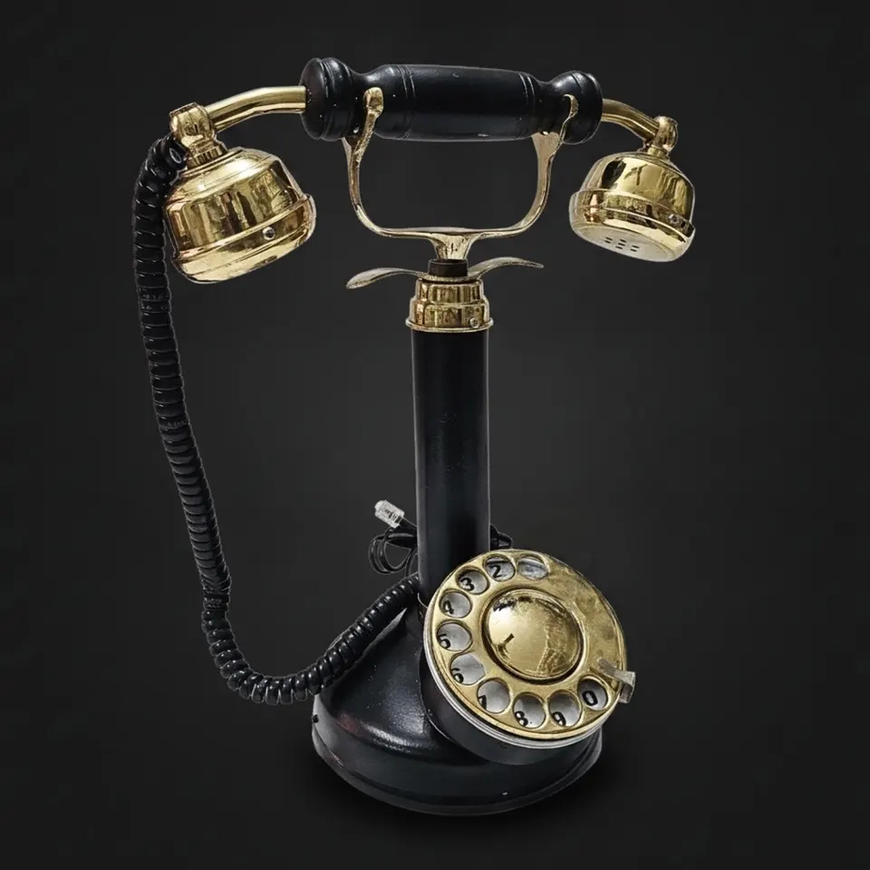 Brass Candlestick Rotary Telephone — Home Office