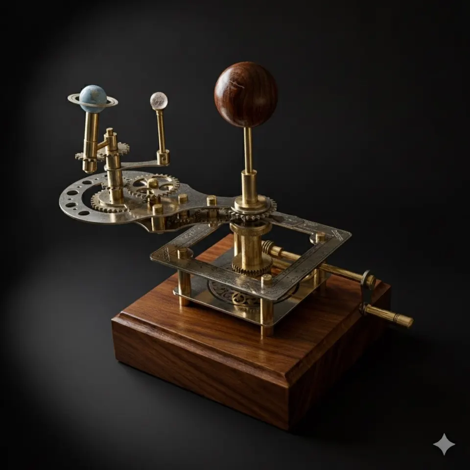 Brass Solar System Orrery, Shelf Display