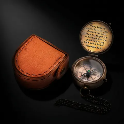 Jeremiah 29:11 Compass, Leather Case view 1