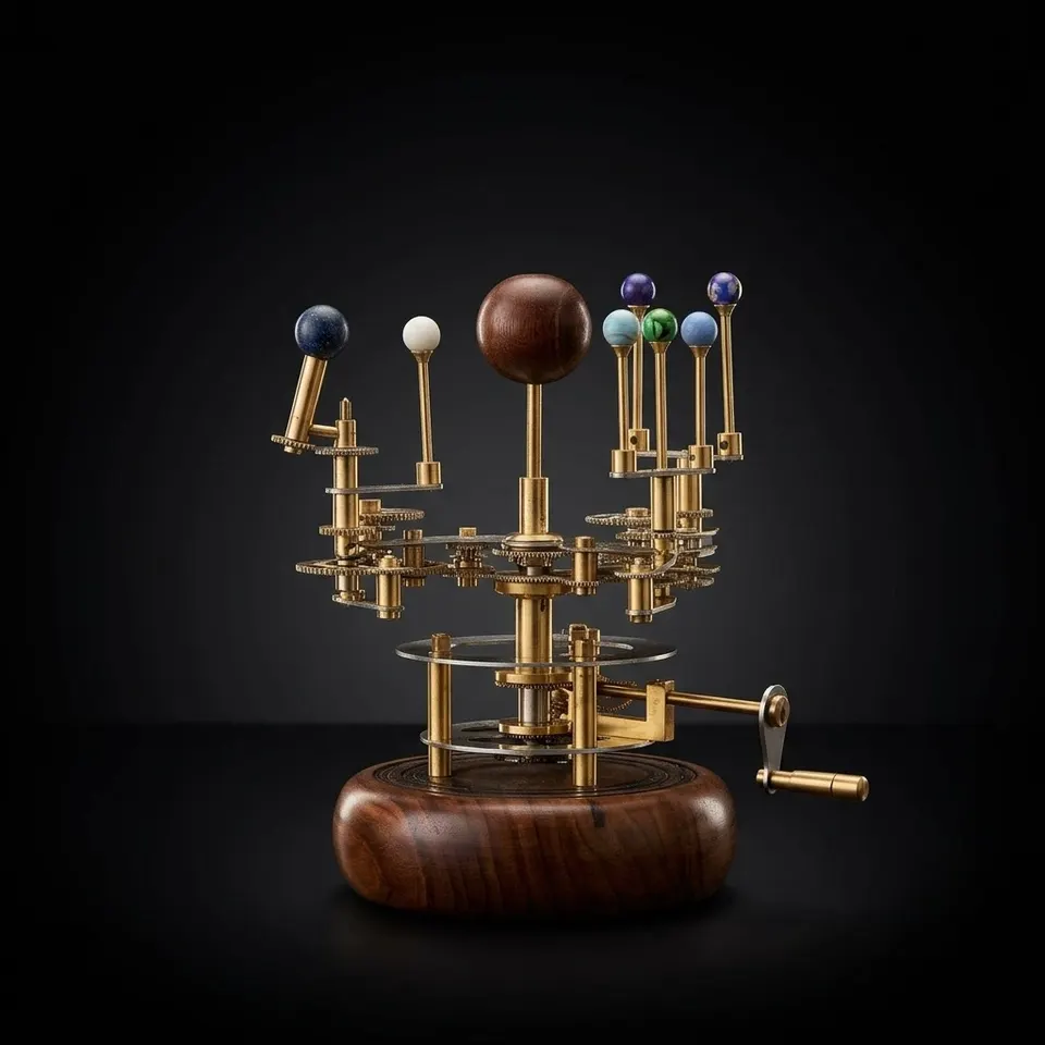 Brass Solar System Orrery, Shelf Display