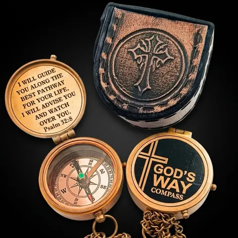God's Way Compass, Leather Case view 1