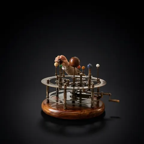 Antique-Style Brass Solar System Orrery, Museum view 1