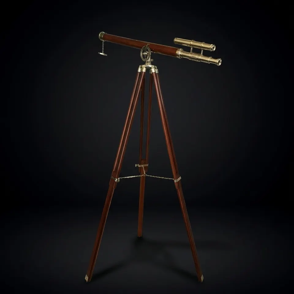Double Barrel Brass Floor Standing Telescope 64" with No Case