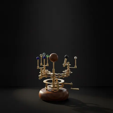Brass Solar System Orrery, Shelf Display view 1