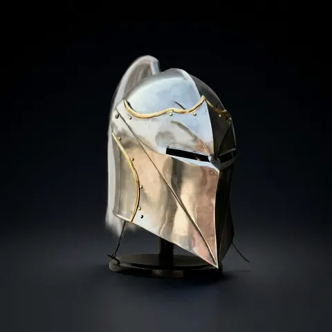 Gothic Knight Steel Helmet with Horsehair Plume view 1