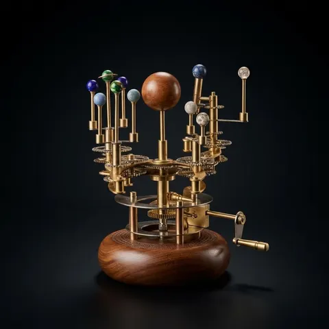Brass Solar System Orrery, Shelf Display view 1