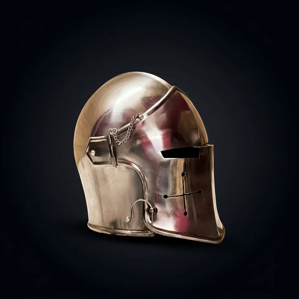 Steel Knight Helmet — Crusader Barbuta
