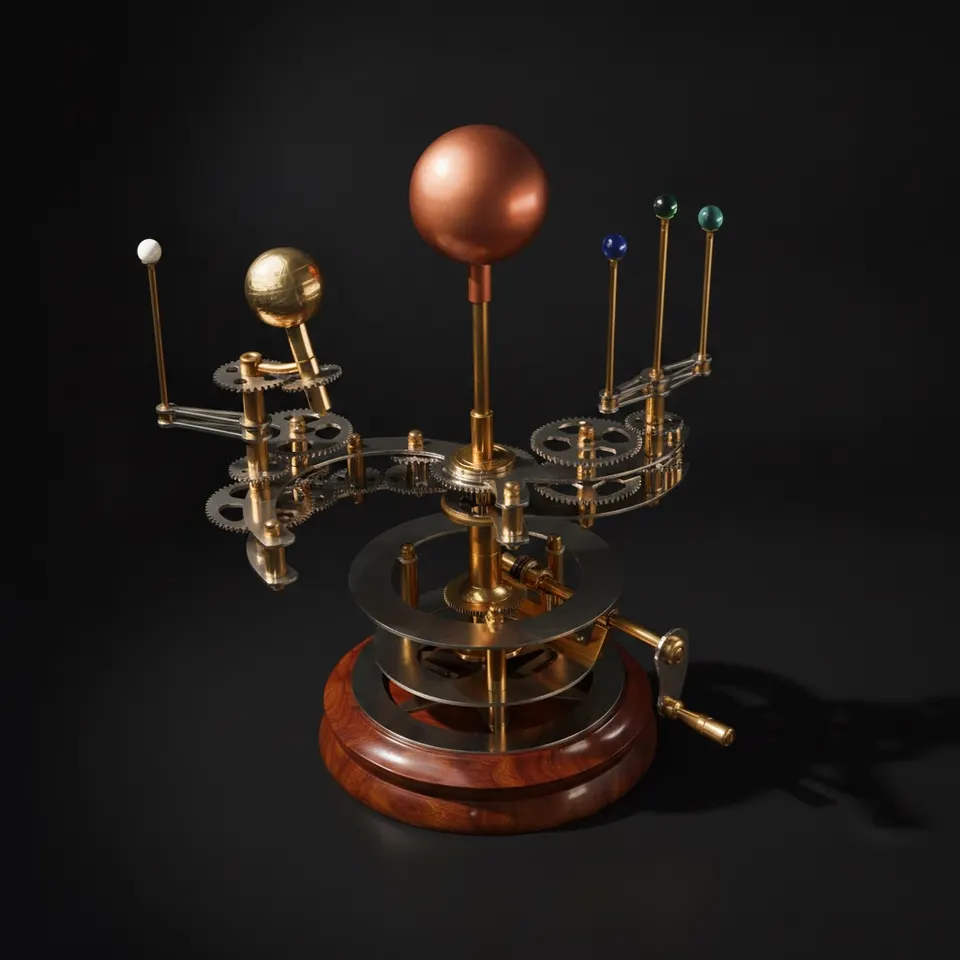 Brass Orrery with Semi-Precious Stone Planets, Museum
