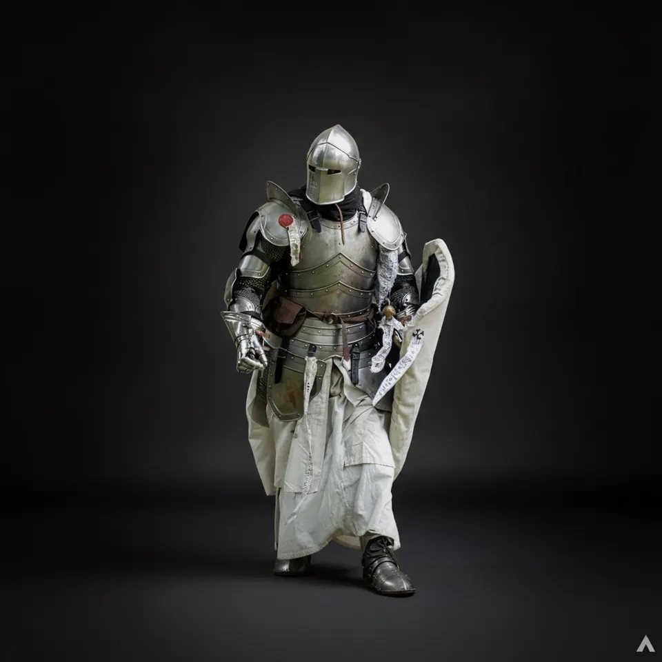 Medieval Knight Barbuta Full Armor with Crusader Wearable Costume view 1