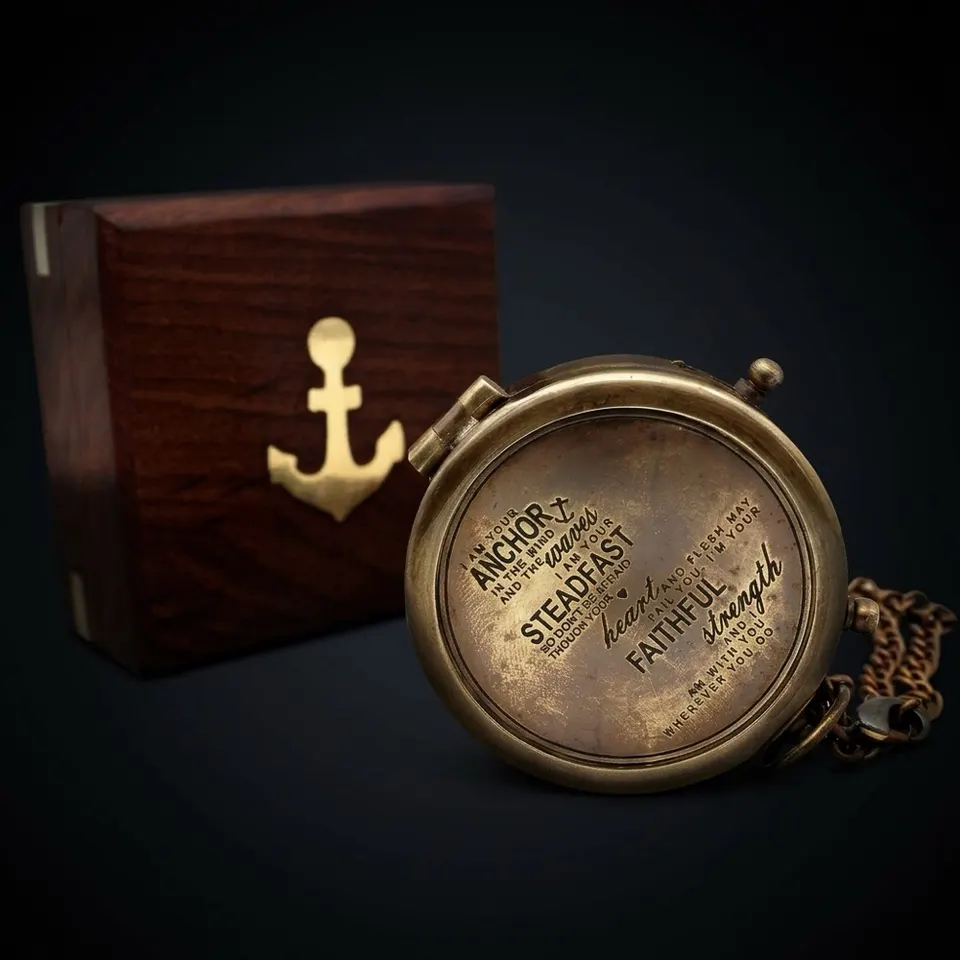 I Am Your Anchor Compass, Wooden Box
