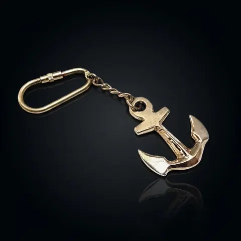 Brass Anchor Keyring view 1