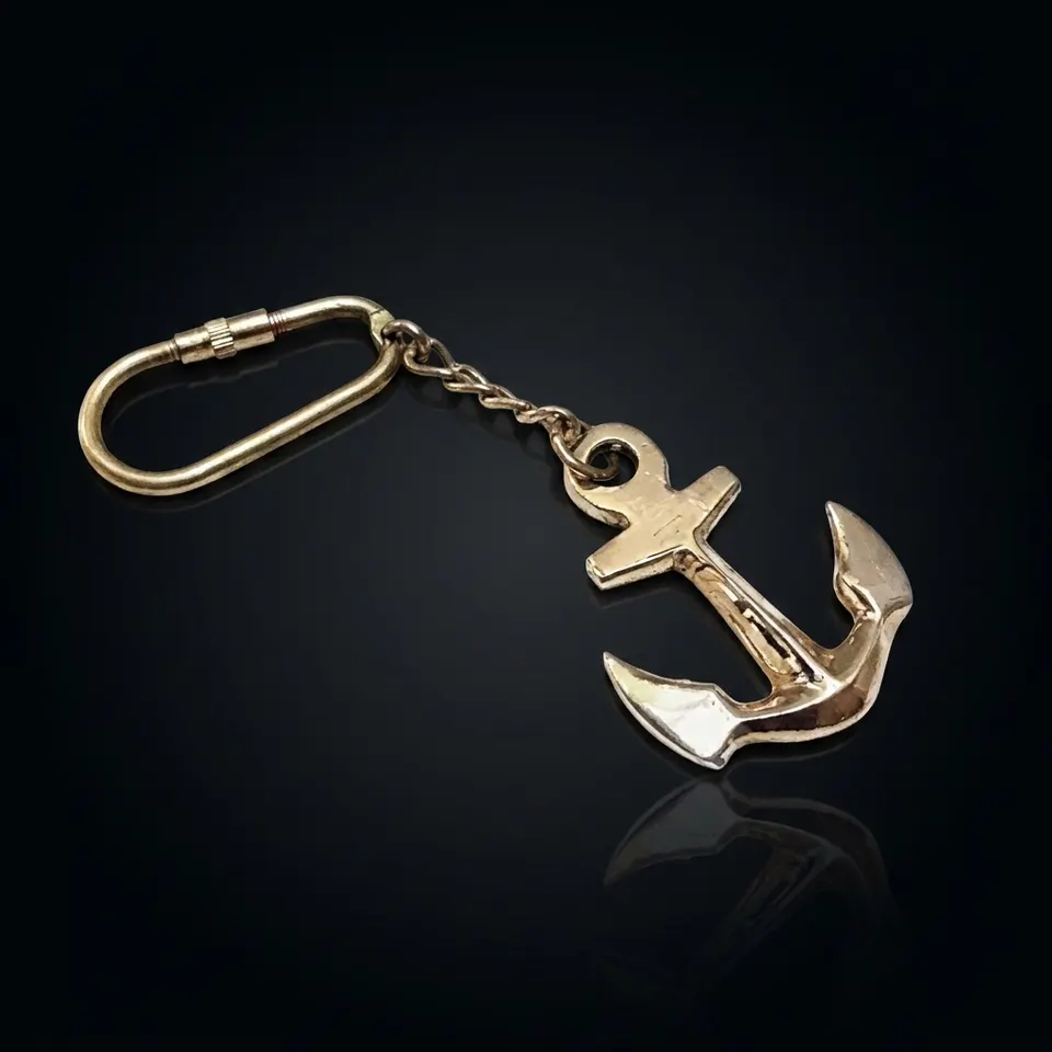 Brass Anchor Keyring view 1