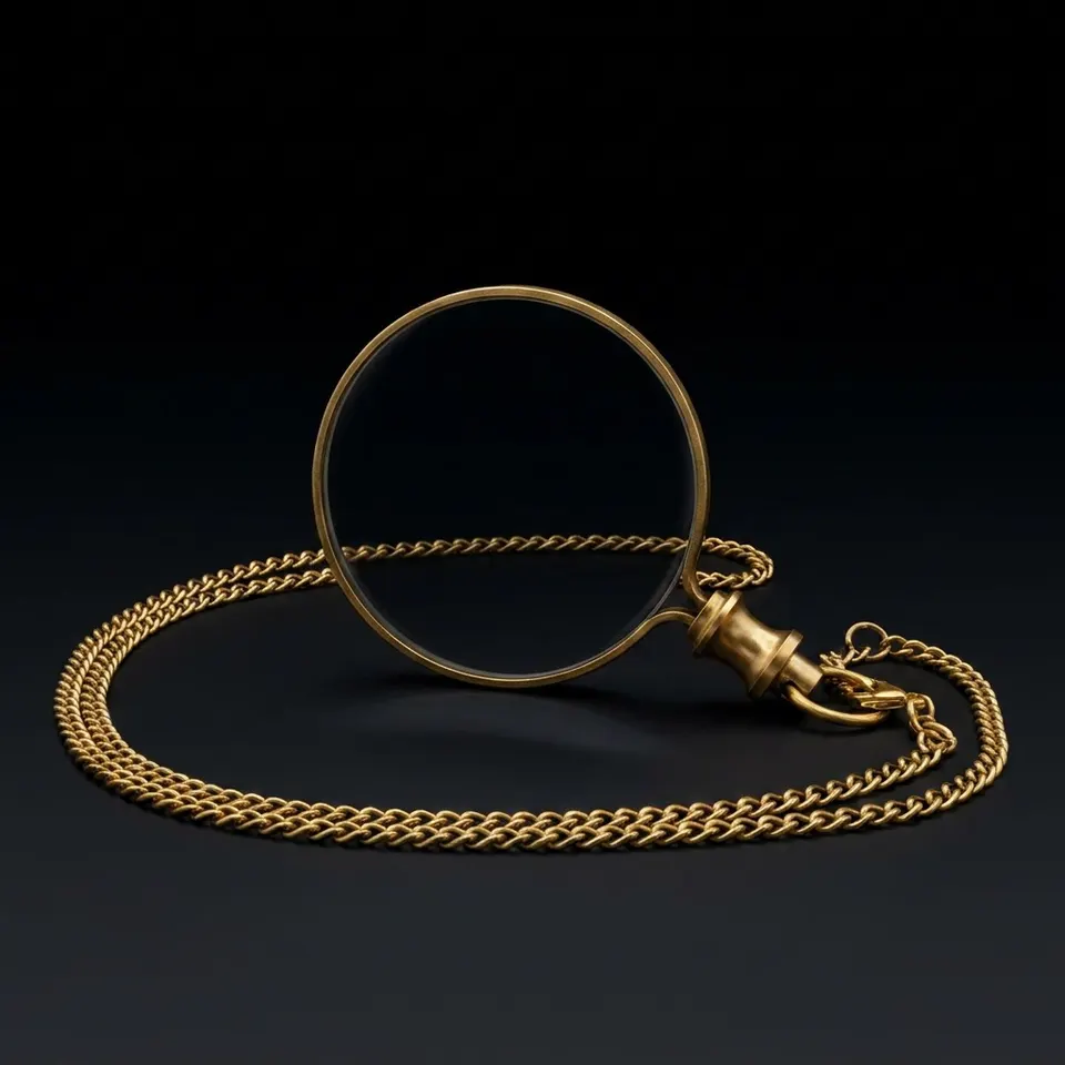 Polished Brass Pendant Magnifier 1.75" with 15" Chain view 1