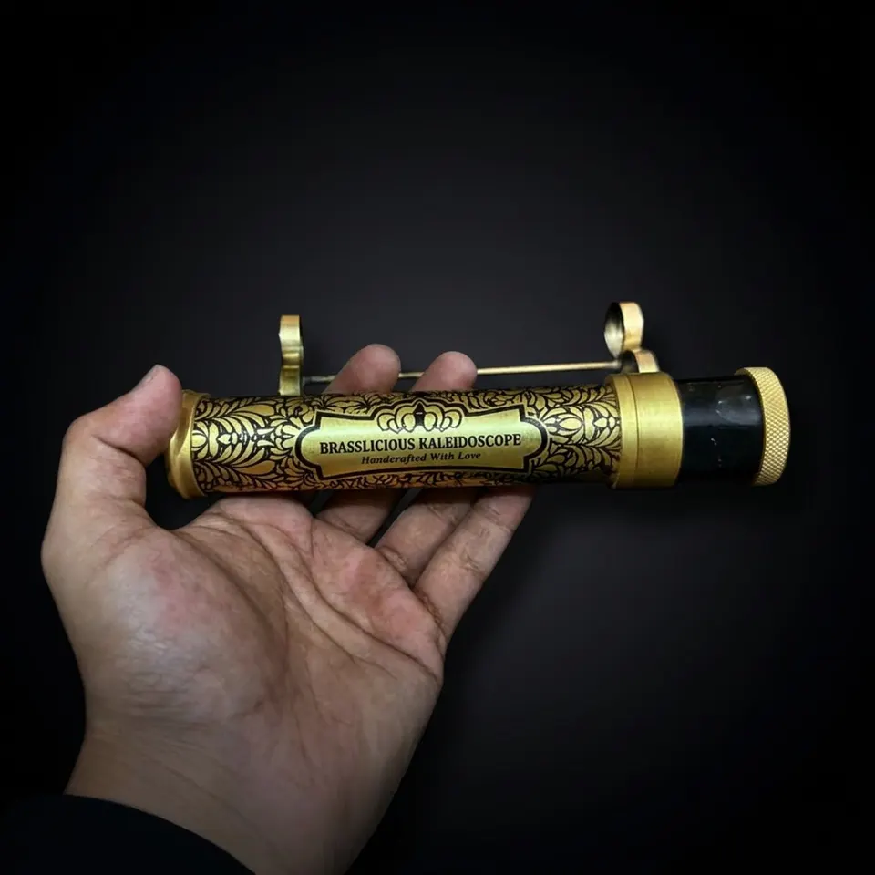 Vintage Brass Kaleidoscope with Display Stand