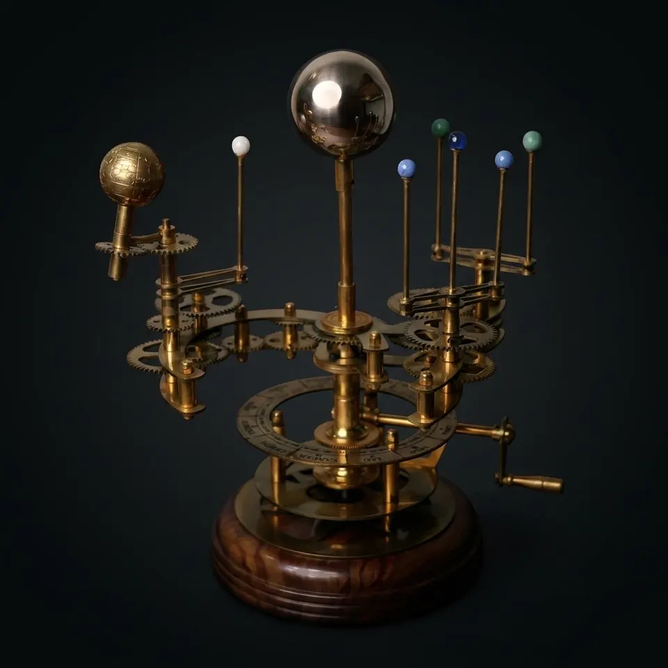 Brass Orrery with Semi-Precious Stone Planets, Museum