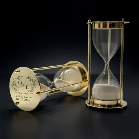 Fillable Brass Hourglass, Sand Ceremony Set, 5-Minute view 1