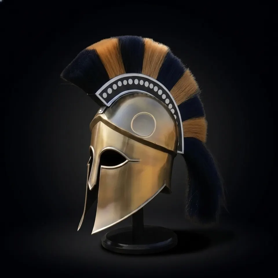 Spartan Warrior Helmet — Horsehair Crest Greek Corinthian