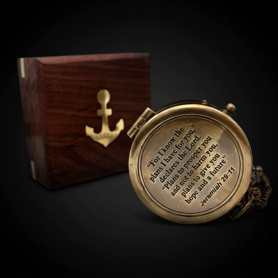 Jeremiah 29:11 Compass, Wooden Box