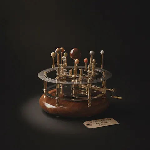 Vintage-Style Brass Solar System Orrery, Museum view 1