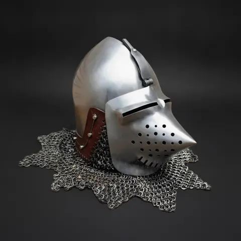 Hounskull Bascinet Helmet — Pig-Faced Knight Chainmail view 1