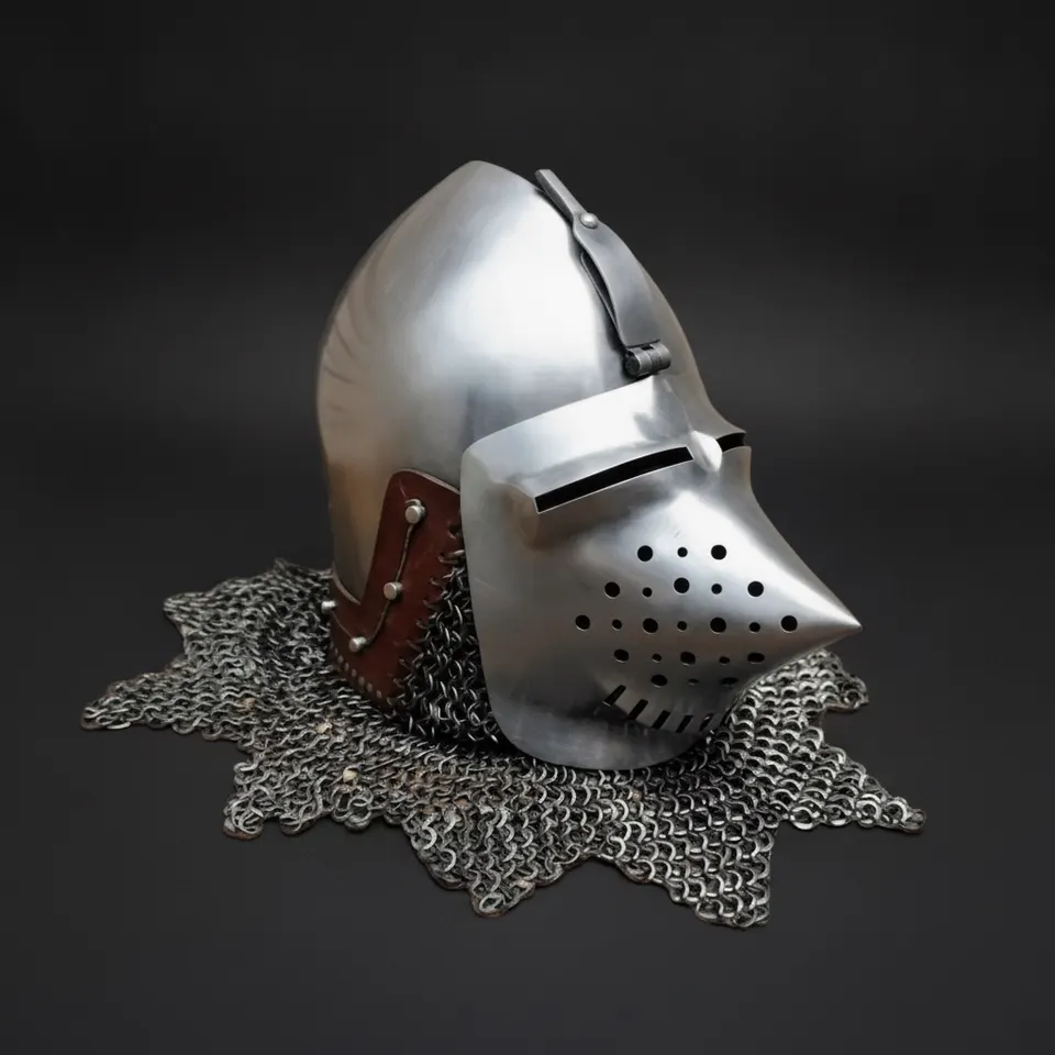 Hounskull Bascinet Helmet — Pig-Faced Knight Chainmail