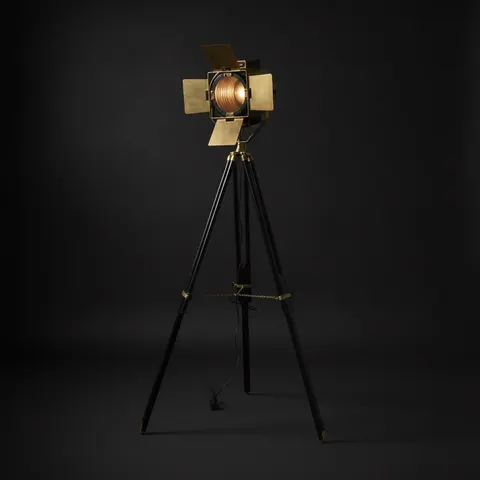 Antique Finish Spotlight on Wooden Tripod view 1