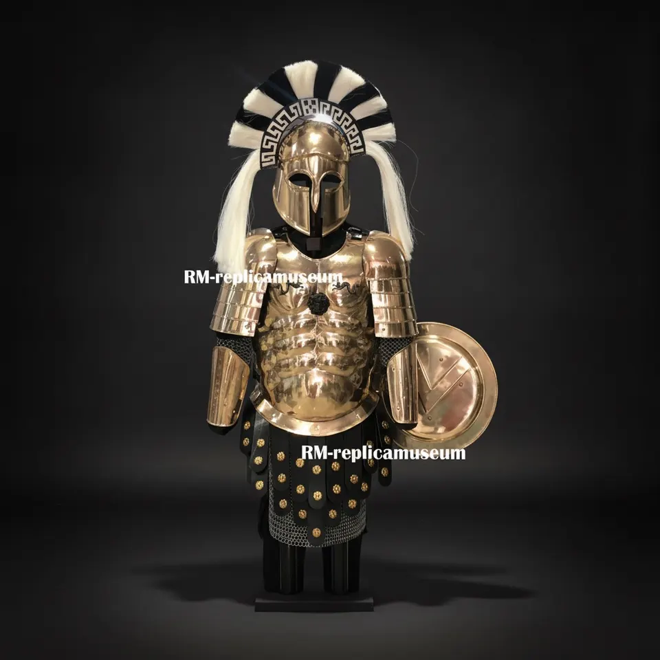 Roman Muscle Body Armor Set with Corinthian Helmet and Full Cuirass for LARP