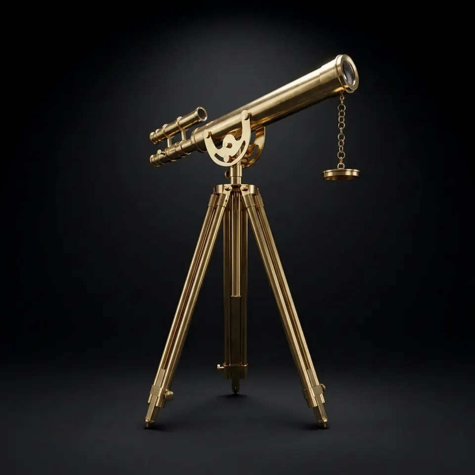 Double Barrel Brass Floor Standing Telescope 40" with All-Brass Tripod Stand