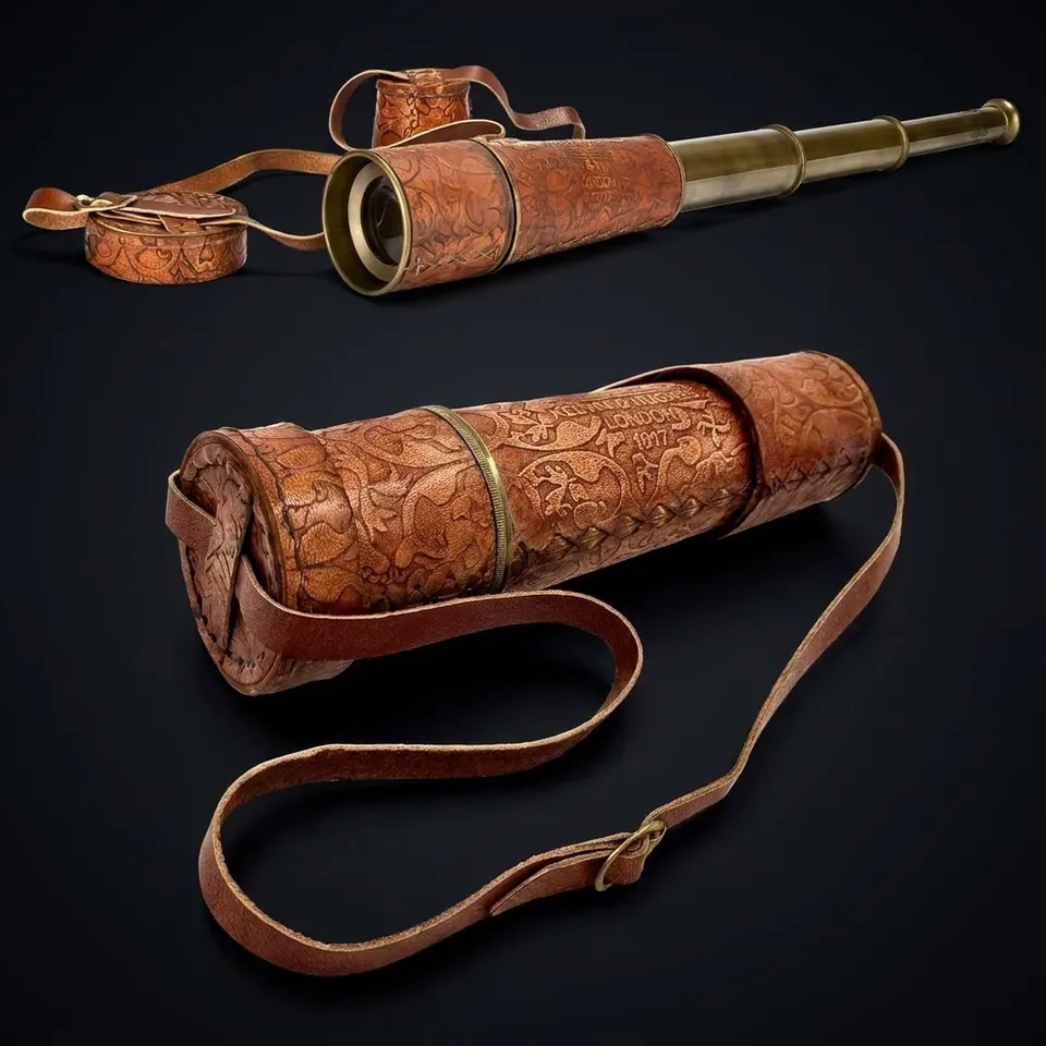 Brass Spyglass Telescope 19" with Leather Case