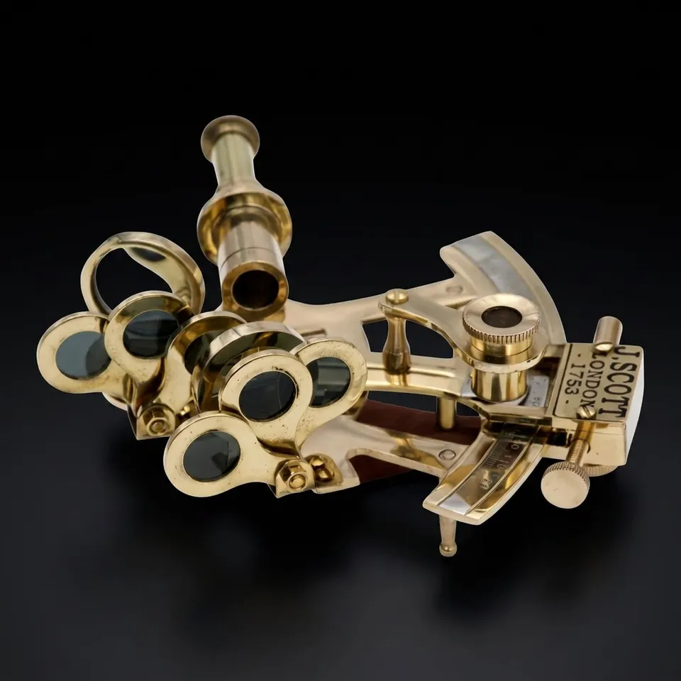 Polished Brass Pocket Sextant without Case view 1