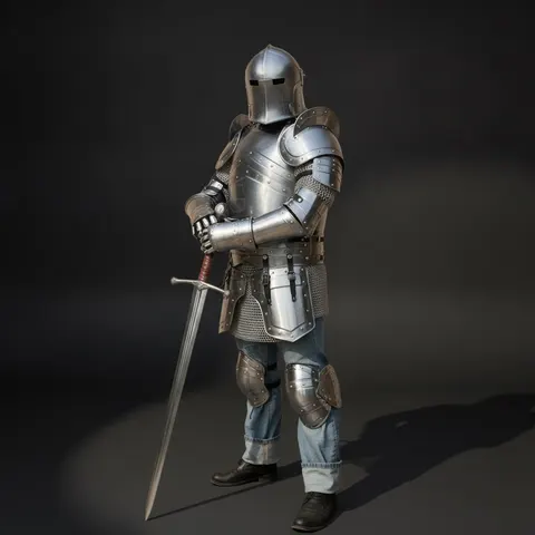 Barbuta Knight Armor Set with Handmade Steel for LARP and Display view 1