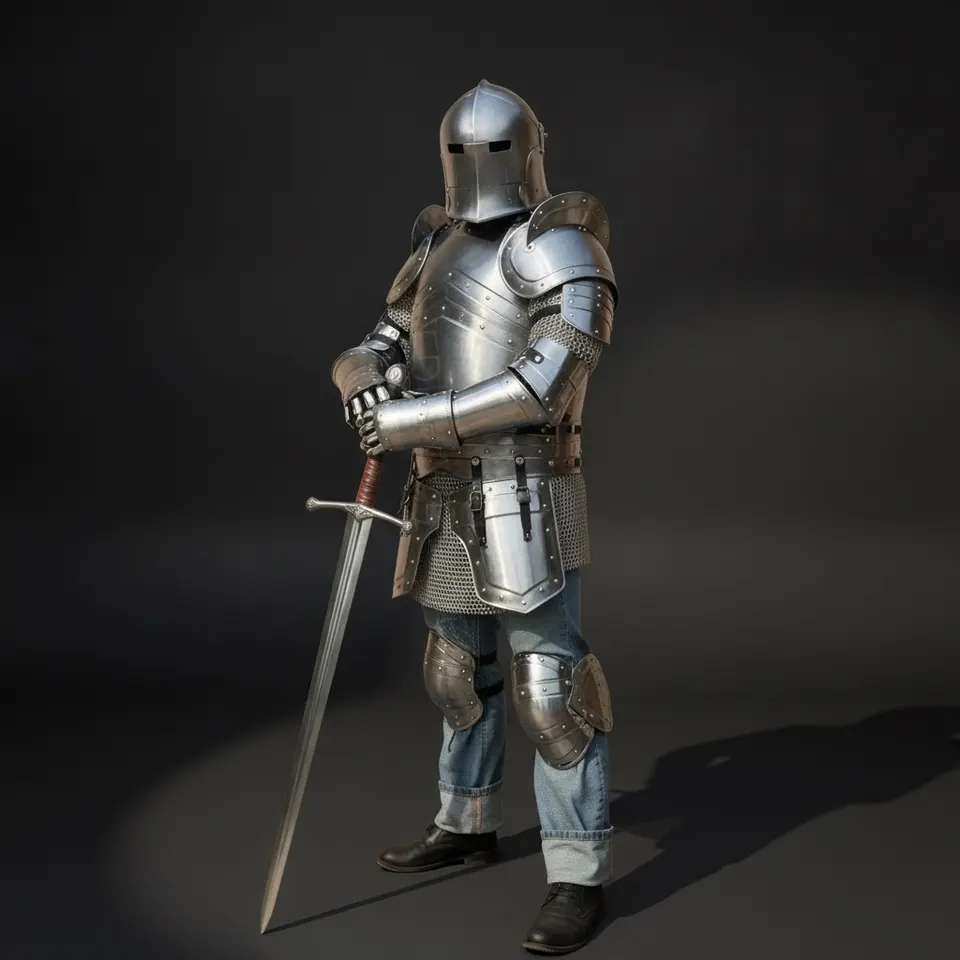 Barbuta Knight Armor Set with Handmade Steel for LARP and Display view 1