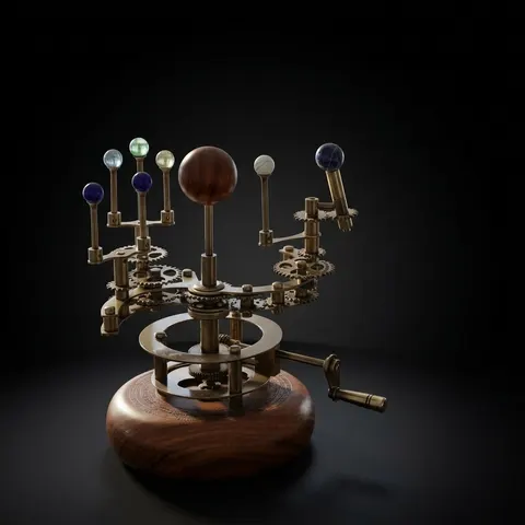 Brass Solar System Orrery, Shelf Display view 1