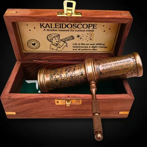 Brass Kaleidoscope Educational Collection with Wooden Box view 1