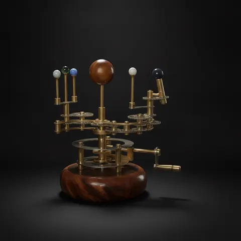Brass Solar System Orrery, Shelf Display view 1
