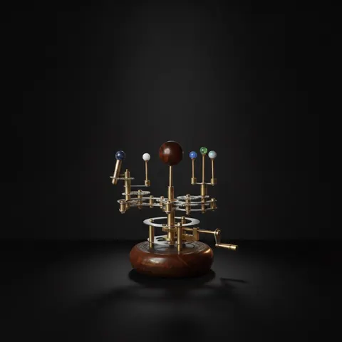 Brass Solar System Orrery, Shelf Display view 1