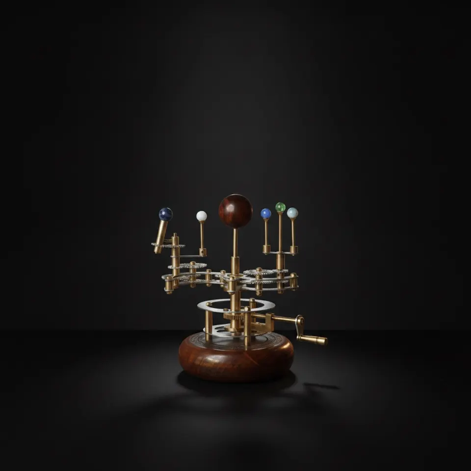Brass Solar System Orrery, Shelf Display