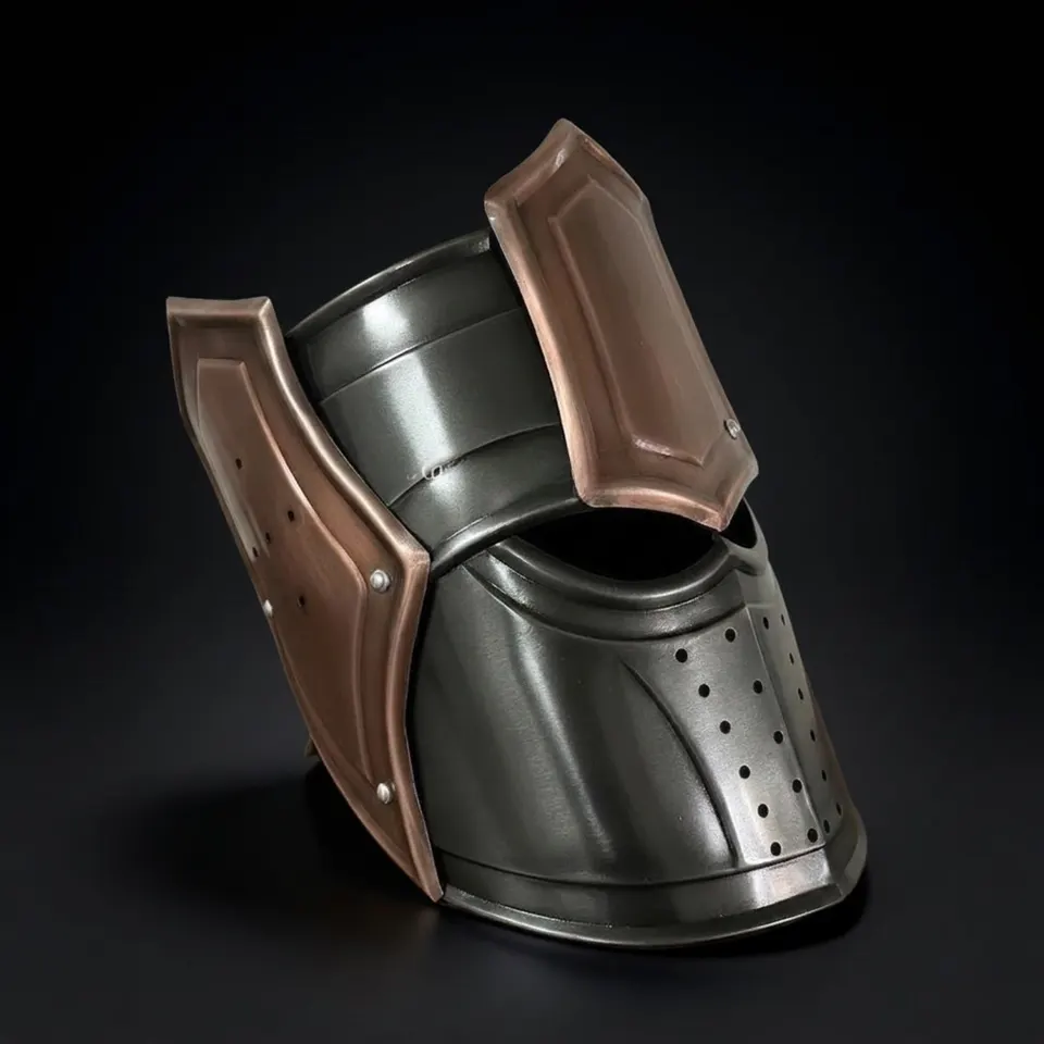 Iron Warden Copper Visor Helmet — Medieval Knight