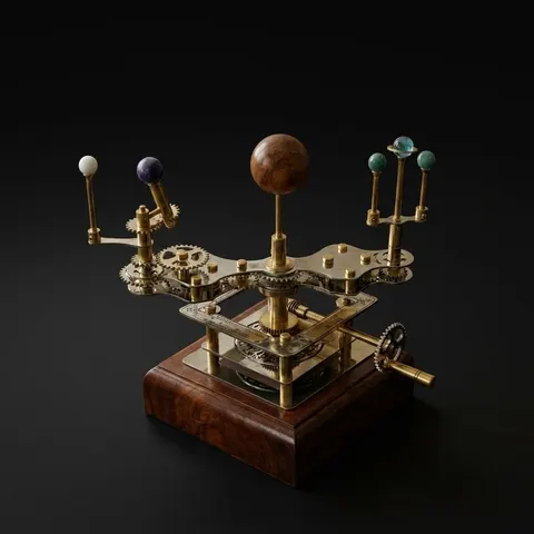 French Antique-Style Brass Orrery, Shelf Model view 1