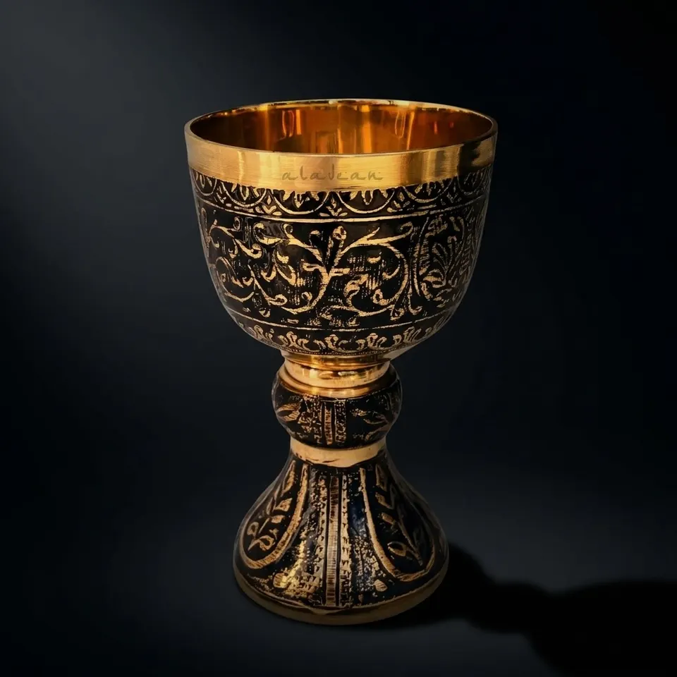 Solid Brass Goblet with Duke Embossed Design
